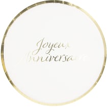 8 Assiettes Joyeux Anniversaire Or