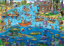 Puzzle 1000 pièces - DoodleTown: Pêche à la Ligne - Cobble Hill