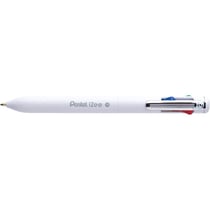 Stylo - 4 couleurs - Pointe moyenne - Corps blanc - Pentel