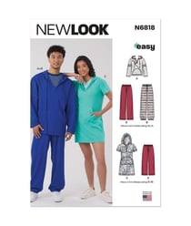 Patron New Look 6818 - Sweat à capuche et pantalon en maille taille n°FR 34-52