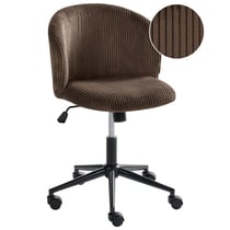 Chaise de Bureau Marron Foncé en Velours Côtelé Pivotante avec Assise et Dossier Hauteur Réglable Style Moderne