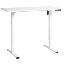 Bureau Réglable Électriquement Blanc Structure en Acier 120 x 60 cm Pieds Carrés Plateau et Base Style Moderne