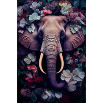 Tableau sur toile éléphant fleuri 45x65 cm