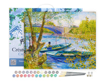 Peinture par Numéro Figured'Art avec Cadre - La pêche au Printemps Pont de Clichy - Van Gogh - Numéro d'Art - 40x50cm toile tendue sur châssis
