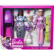 Coffret sport d'hiver motoneige de barbie + snowboard + 2 poupées mannequin barbie + 6 accessoires - mattel - hgm75