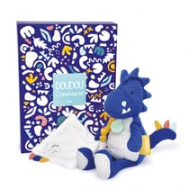 Peluche de dinosaure bleu avec doudou - Sashou - 25 cm - Doudou et Compagnie