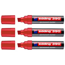 Lot de 3 marqueurs permanents - EDDING - Rouge - Pointe biseau large 4-12 mm