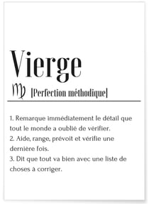 Affiche Définition Vierge | A3 : 29,7x42cm