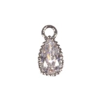 Mini - pendentif en métal strass Goutte, argent, 4,5x6,5mm, 2 pces