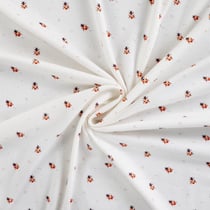 Tissu Jersey Coton Bord côte Coccinelles sur fond Blanc cassé