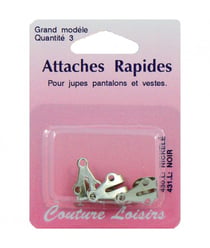 Agrafes nickelées pour pantalons jupes X 3 - Large - Distrifil L Gris