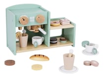 Machine à café et boutique en bois