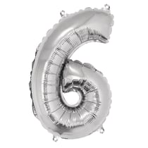 Ballon Chiffre 6, 40cm, 1pce. , argent