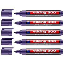 Lot de 5 marqueurs permanents EDDING 300 - Pointe ronde 1,5-3 mm - Violet
