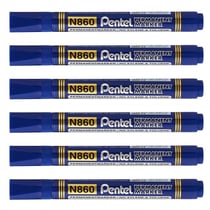 Lot de 6 marqueurs permanents PENTEL N860 pointe biseautée 2-4mm bleu