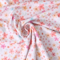 Tissu Jersey stretch fleurs Delya sur fond Blanc