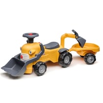 Porteur Marcel 1er âge avec pelle frontale, excavatrice et remorque - Fabriqué en France - 90% de plastique recyclé - Dès 12 mois