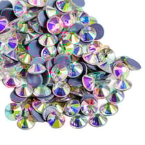 200 Perles Cabochon Strass thermocollants Hotfix verre transparent reflets multicolores AB Diamètre 2 mm