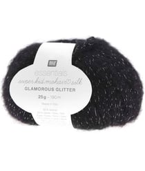 Fil à Tricoter ESSENTIALS SUPER KID MOHAIR LOVES SILK GLAMOROUS GLITTER: Luxe, Douceur et Créativité - 25gr - Rico Design 06 Noir