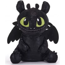 Grand peluche krokmou dragon noir 55 cm - doudou licence dragons xl - SPIN MASTER