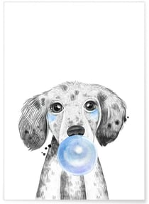 Poster Bulle de Chiot Bleue | A3 : 29,7x42cm
