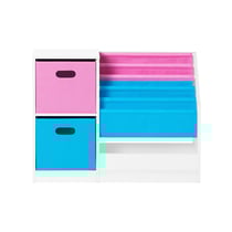 SoBuy KMB76-F Bibliothèque pour Enfants, Organisateur Jouets et Livres pour Enfants avec 2 Paniers, 5 Étagères et 1 Compartiment