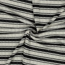 Tissu Jacquard Tricoté Marinière Noir sur fond Ecru