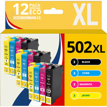 123CONSOMMABLES - 502XL - Cartouche d'encre pour Epson 502 XL pour Epson Expression Home XP-5100 XP5100 XP-5105 XP-5150 XP-5155 Workforce WF-2860 WF-2865 WF-2880 WF-2885 - 123CONSOMMABLES