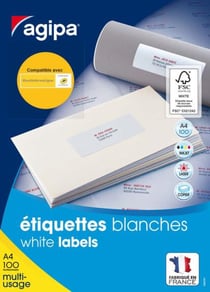 Apli 101309 - Etiquettes blanches multi usage format 63,50 x 33,90 mm