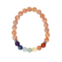 Bracelet 7 Chakras Pierre de Soleil Perles rondes 8 mm - Omsaé