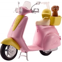 Scooter rose barbie et petit chien - mattel - frp56 - moto, accessoires