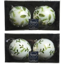 2 Boules Motif Feuilles/Perles - Verre