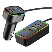 Avizar Chargeur Voiture 22.5W 3 USB-C + 3 USB Câble d'Extension 1.5m Noir