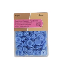 Lot de 30 boutons pression 100% plastique bleu 12mm