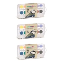 Lot de 3 pastilles - Aquarelle PRIMO - Fine - 12 couleurs - Godets remplaçables