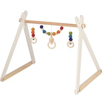 Portique d'activités en bois arc-en-ciel