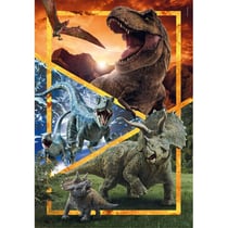 Puzzle jurassic world - dinosaure t-rex - velociraptor - triceratops - 104 pieces - collection dino - clementoni - 27181