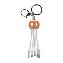 YELLO KOKO Câble USB-A/MicroUSB/USB C/Lightning 2A en Format Porte-clés Bretzel Blanc