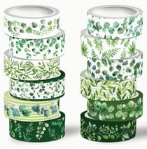 12 Rubans adhésifs washi tape collage décoration assorties 1, 5 cm x 2,5 m FEUILLAGE 26194