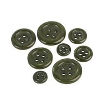 Lot de 6 boutons ronds 4 trous vert sapin