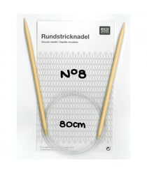 Aiguilles à tricoter circulaires bambou de 3 à 10mm X 80 cm - Rico Design taille n°8