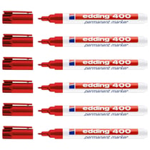 Lot de 6 marqueurs permanents - EDDING - Pointe fine 1 mm - Rouge