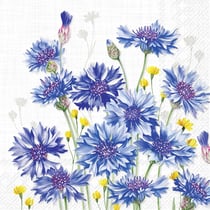Lot de 4 serviettes en papier découpage collage 33 cm FLEUR BLEUE F 407
