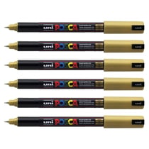Lot de 6 marqueurs peinture pointe calibrée extra-fine 0,7 mm - POSCA - Or - PC1MR