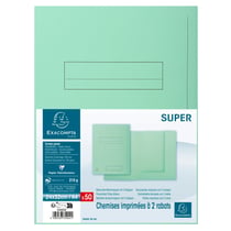 Paquet de 50 chemises imprimées 2 rabats SUPER 210 - 24x32cm - Vert clair - x 5 - Exacompta