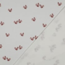 Tissu Jersey Coton côtelé digital Écureuil Rose poudré sur fond Ecru