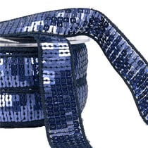 Bobine galon paillettes 14,5m bleu marine