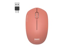 PORT Connect souris sans fil PC Wireless 2.4 GHz COLLECTION 2 pour ordinateur - capteur optique 1600 DPI - 3 boutons - compact. ambidextre & silencieuse Terracota orange