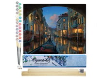 Peinture par Numéro Figured'Art - Visite du canal de Venise - Kit de Loisir Créatif DIY Numéro d'Art Complet - 40x50cm toile roulée + châssis en bois à monter