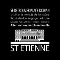 Tableau sur toile Saint-Étienne noir 30x30 cm